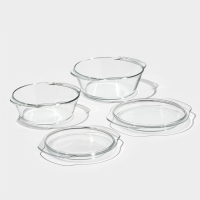 Набор кастрюль из жаропрочного стекла для запекания Доляна &laquo;Гратен&raquo;, 2 предмета: 1 л, 1,5 л, с крышками