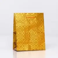 Пакет подарочный, фольгированный, &laquo;Золото&raquo; 14&times;11&times;5 см.