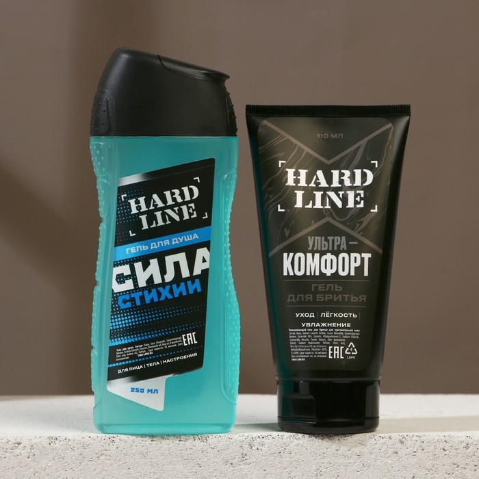 Подарочный набор косметики &laquo;Сила стихии&raquo;, гель для душа 250 мл и гель для бритья 110 мл, HARD LINE
