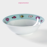 Тарелка керамическая глубокая Доляна &laquo;Единорожка&raquo;, 400 мл, d=15 см, цвет белый