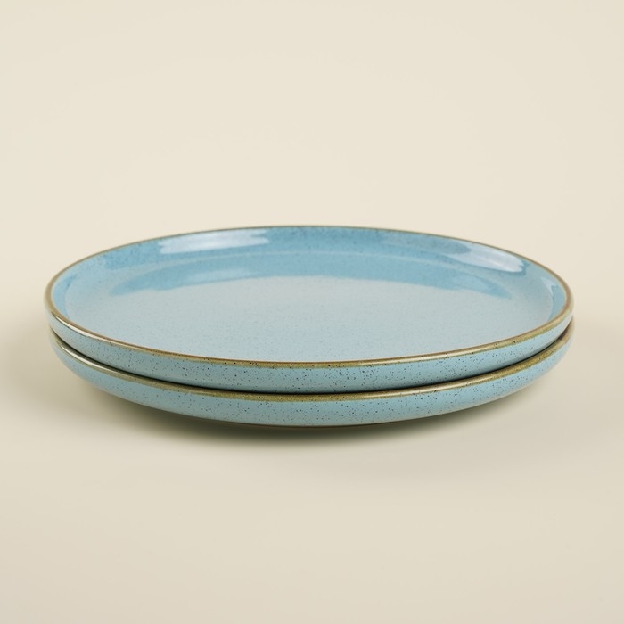 Набор тарелок фарфоровых SL Home &laquo;Аззура&raquo;, d=20,3 см, цвет бирюзовый