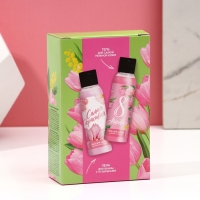 Подарочный набор косметики &laquo;С 8 Марта!&raquo;, гель для душа 100 мл и пена для ванны 100 мл, ЧИСТОЕ СЧАСТЬЕ