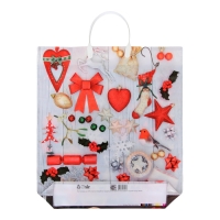 Новый год. Пакет "Коллаж сталь", полиэтиленовый с пластиковой ручкой, 44 х 40 см.