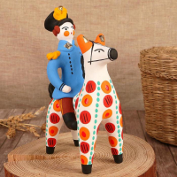 Дымковская игрушка "Всадник - офицер", 16 см, микс Дымковская игрушка "Всадник - офицер", 16 см, микс