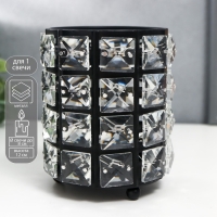 Подсвечник металл на 1 свечу "Кристаллы" цилиндр чёрный 12х9х9 см Подсвечник металл на 1 свечу "Кристаллы" цилиндр чёрный 12х9х9 см