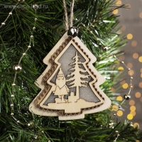 Ёлочная игрушка &laquo;Ёлочка с Дедом Морозом&raquo;, от батареек, свечение тёплое белое