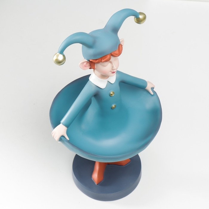 Сувенир полистоун подставка "Малыш в костюме скомороха" голубой 32х18,5х18,5 см
