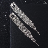 Серьги висячие со стразами «Голливуд» ромб полый, цвет белый в серебре, 7,5см Серьги висячие со стразами «Голливуд» ромб полый, цвет белый в серебре, 7,5см