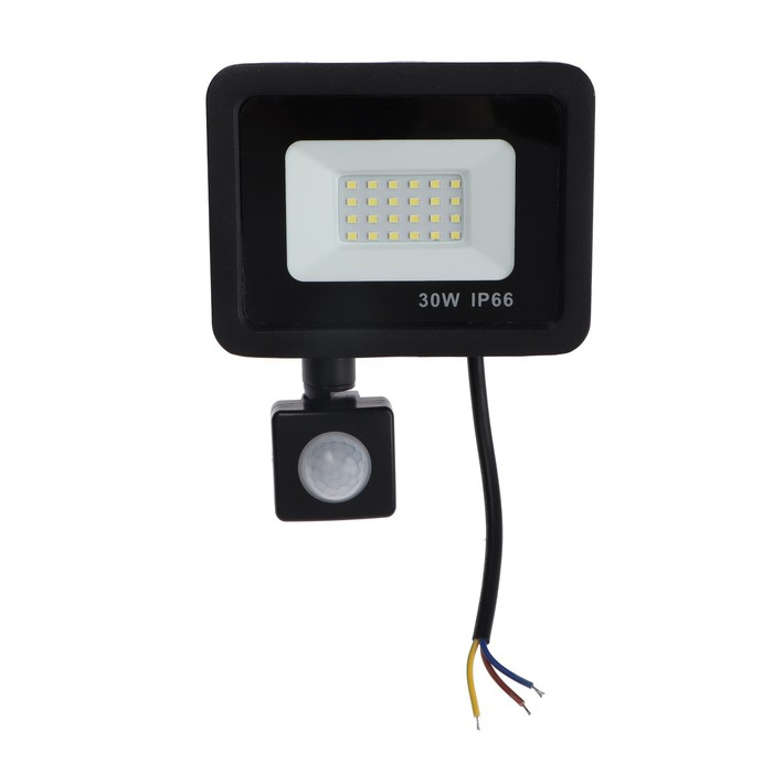 Прожектор светодиодный, 30 Вт, 2700 Лм, 6500К, Датчик движения, IP66 Прожектор светодиодный, 30 Вт, 2700 Лм, 6500К, Датчик движения, IP66