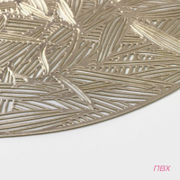 Салфетки сервировочные на стол Доляна &laquo;Листья&raquo;, d=38 см, 4 шт, цвет золотой