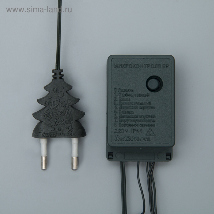 Гирлянда &laquo;Нить&raquo; 7 м, IP20, тёмная нить, 180 ламп, свечение мульти, 8 режимов, 220 В