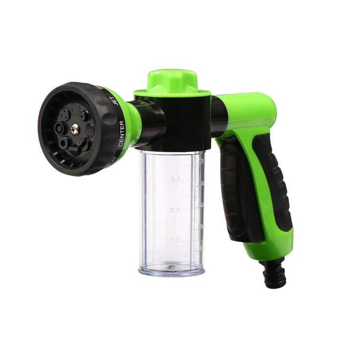 Пистолет для полива, 8 режимов, с колбой для мойки, быстросъёмное соединение, пластик