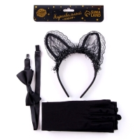 Карнавальный набор &laquo;Мяу&raquo; (ободок + ушки + перчатки + бабочка)
