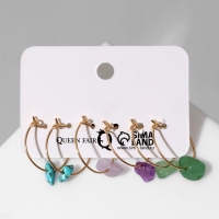 Набор серьги 3 пары &laquo;Дары&raquo;, цветной в золоте