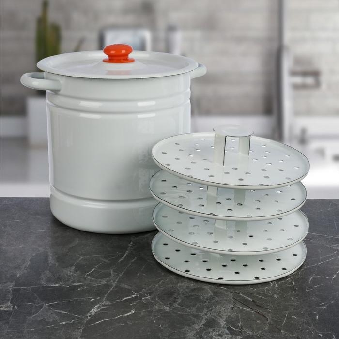 Мантоварка-позница, 12 л, 4 вставки, цвет белый