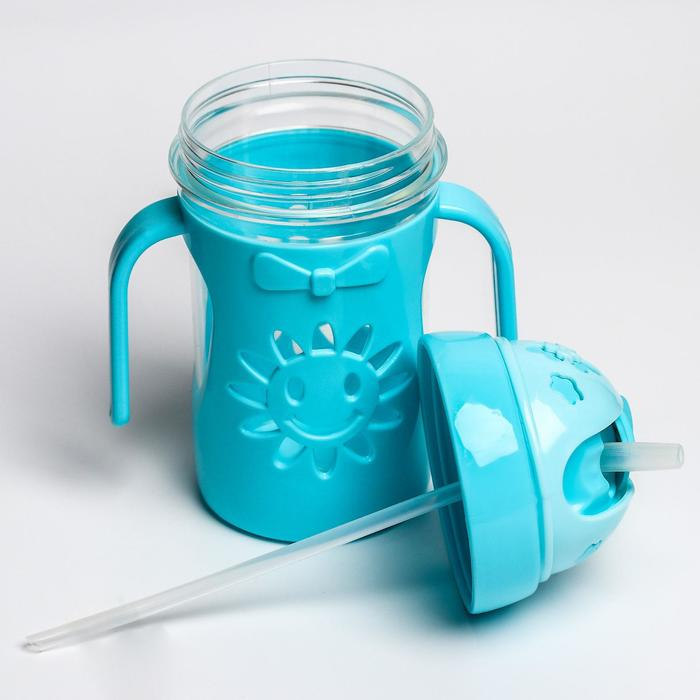 Поильник детский с силиконовой трубочкой &laquo;Солнышко&raquo;, 250 мл., с ручками, цвет МИКС