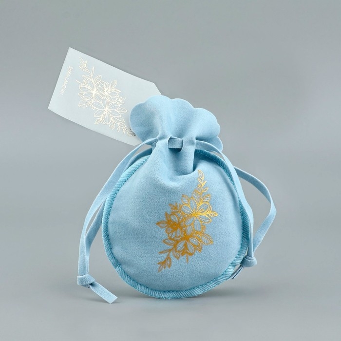 Мешок замшевый «Цветы», синий, тиснение, 9 × 12 см Мешок замшевый «Цветы», синий, тиснение, 9 × 12 см