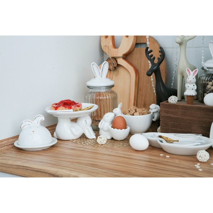 Банка стеклянная для хранения сыпучих продуктов Доляна &laquo;Зайка в золотом&raquo;, 950 мл, с керамической крышкой