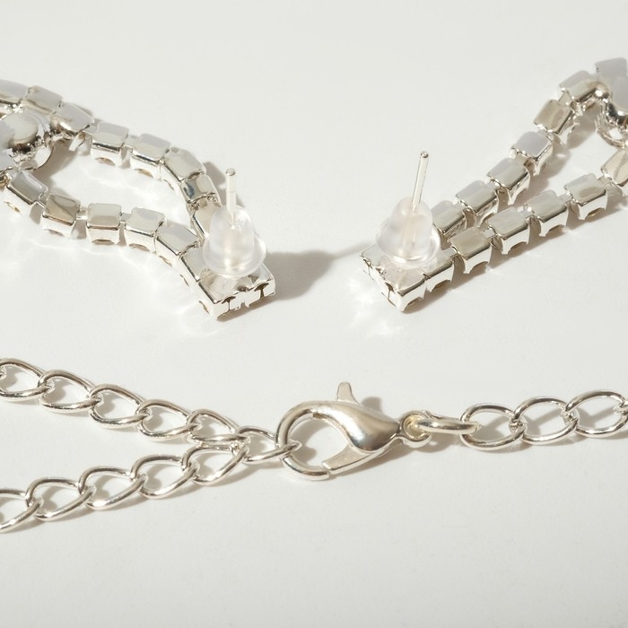 Набор 2 предмета: серьги, колье &laquo;Искры&raquo; уголком, цвет белый в серебре, 30 см