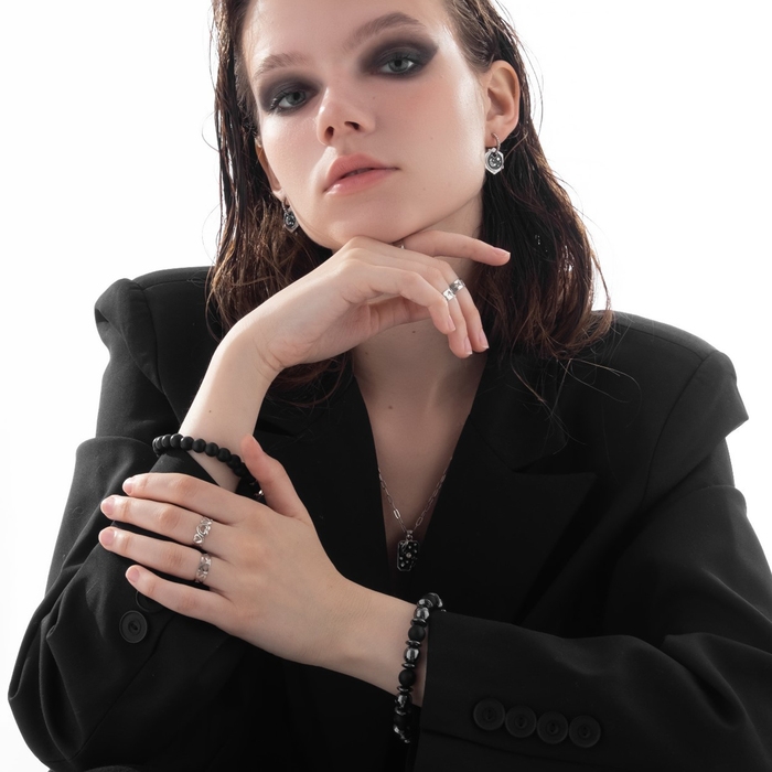 Браслет мужской шар №10 &laquo;Шунгит и Гематит&raquo; через диск