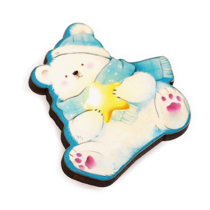 Значок новогодний &laquo;Новый год: мечта с мишкой&raquo; 3,7 х 4 см