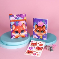 Подарочный набор для девочки «Лисенок», сумка, набор резинок, блокнот, тату Подарочный набор для девочки «Лисенок», сумка, набор резинок, блокнот, тату