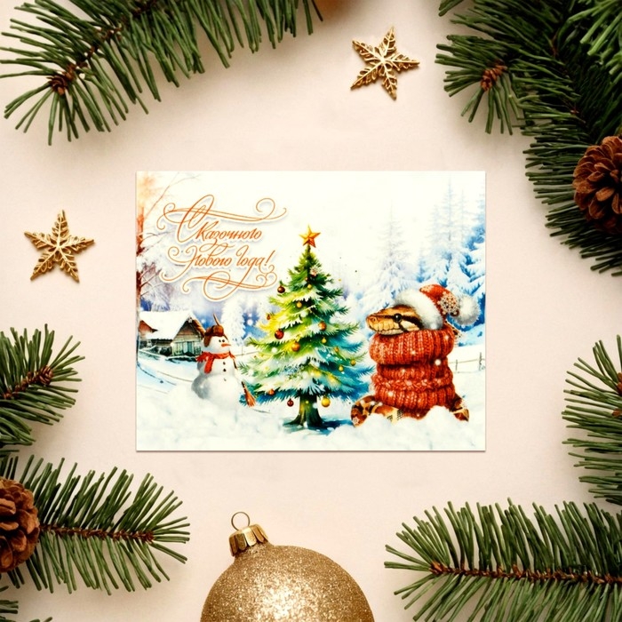 Набор мини-открыток новогодних Набор мини-открыток новогодних "С Новым Годом!" символ года, 18 штук, 9 х 7 см