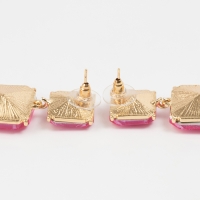 Серьги со стразами &laquo;Иллюзион&raquo; полутона квадраты, цвет розовый в золоте