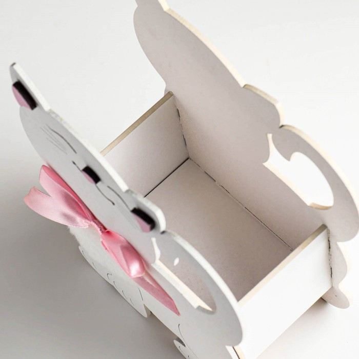 Кашпо деревянное Кашпо деревянное "Котик" 14,5х7х18,5 см белый