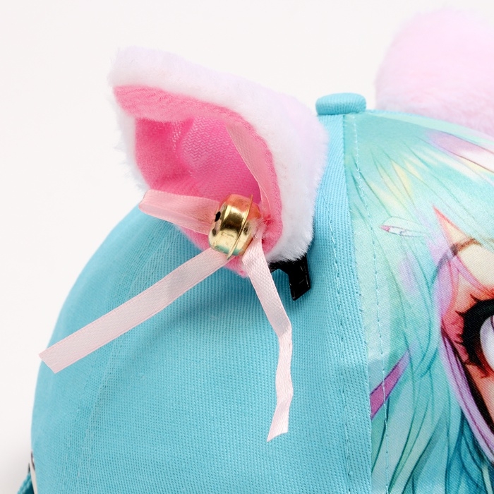 Кепка детская для девочки "Мурр"аниме, с ушками, р-р 52-54, 5-7 лет