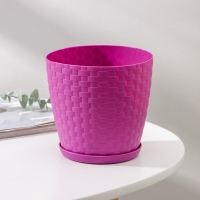 Горшок для цветов с поддоном &laquo;Ротанг&raquo;, 1,2 л, цвет сиреневый
