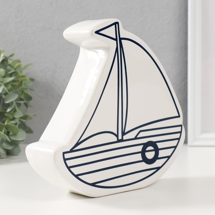 Копилка керамика "Парусник" белый 20х5,2х19,5 см