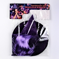 Карнавальный набор &laquo;Прекрасная ведьмочка&raquo;, шляпа, накидка, парик, цвет фиолетовый