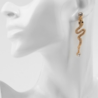 Новый год! Символ года 2025! Серьги со стразами «Змея» обольщение, цвет белый в золоте Новый год! Символ года 2025! Серьги со стразами «Змея» обольщение, цвет белый в золоте