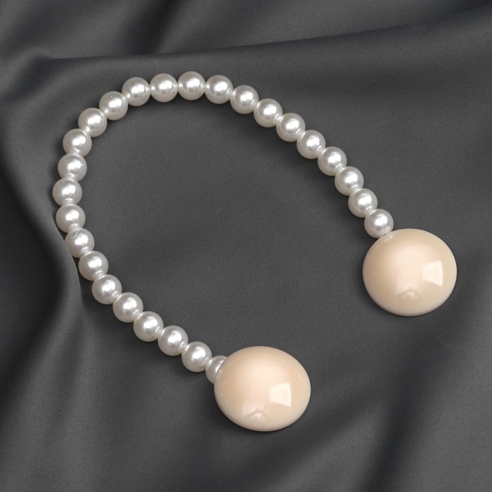 Подхват для штор &laquo;Перламутровый перелив&raquo;, d = 3,8 см, 36 см, цвет бежевый/белый