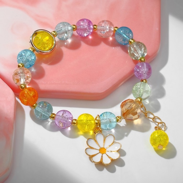 Браслет детский &laquo;Выбражулька&raquo; ромашка, цвет цветной в золоте