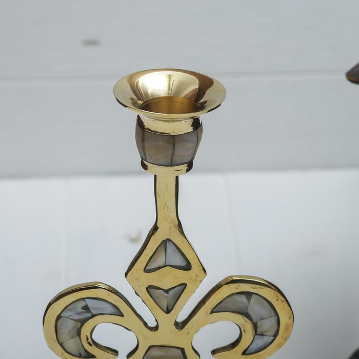 Подсвечник на 1 свечу &laquo;Вензель&raquo;, 23 см, с перламутром