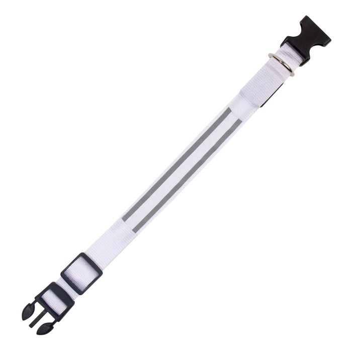 Ошейник с подсветкой Двойная полоса размер S, ОШ 35-43 х 2,5 см, 3 режима свечения белый