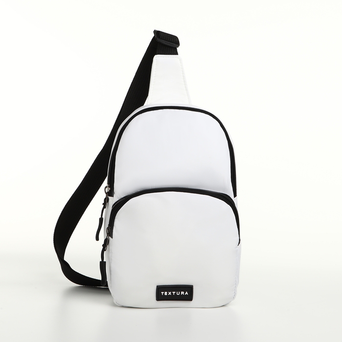 Сумка-слинг на молнии TEXTURA, наружный карман, цвет белый Сумка-слинг на молнии TEXTURA, наружный карман, цвет белый