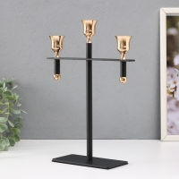 Подсвечник металл на 3 свечи "Кельт" d=2 см чёрный с золотом 20х7х28 см