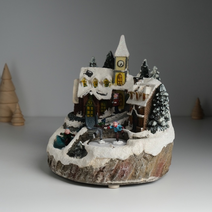 Сувенир пластик световой "Зимние забавы" крутится 20,5х17х20,5 см