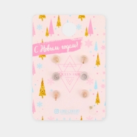 Новый год! Пусеты 3 пары &laquo;Ассорти&raquo; Дед Мороз, цветные