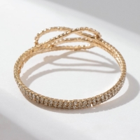 Браслет со стразами &laquo;Лёд&raquo; волны, цвет белый в золоте