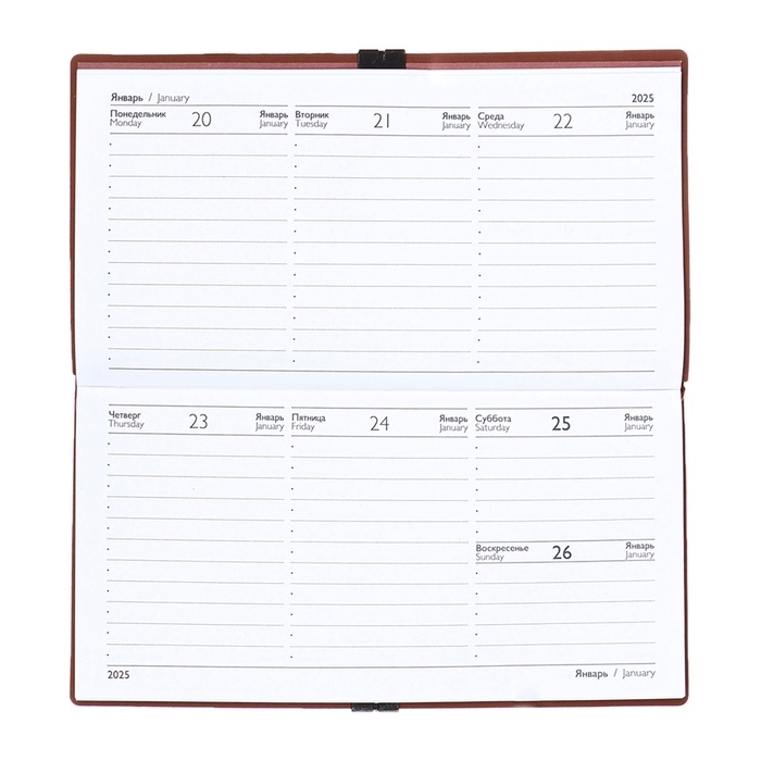 Еженедельник датир 2025г 175х95мм мягк обл иск кож 64л ESCALADA, бл тис, бл 70 г/м&sup2;,кор-ый