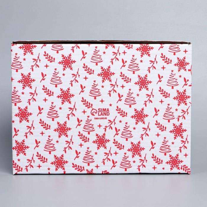 Коробка новогодняя складная &laquo;С новым годом&raquo;, белый, 27 х 21 х 9 см, Новый год