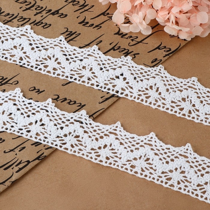 Кружево вязаное, 32 мм &times; 10 &plusmn; 1 м, цвет белый