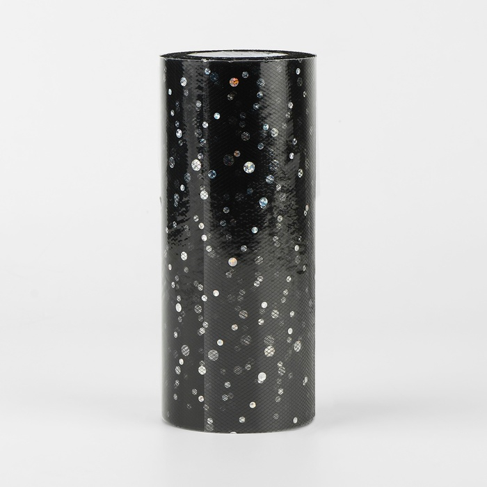 Фатин с блёстками, 15 см, 11 &plusmn; 1 г/кв.м, 23 &plusmn; 1 м, цвет чёрный №21