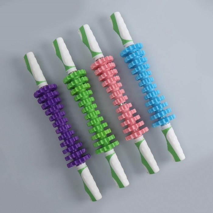 Массажёр &laquo;Скалка&raquo;, универсальный, 12 колёс, d = 7 &times; 45 см, цвет МИКС