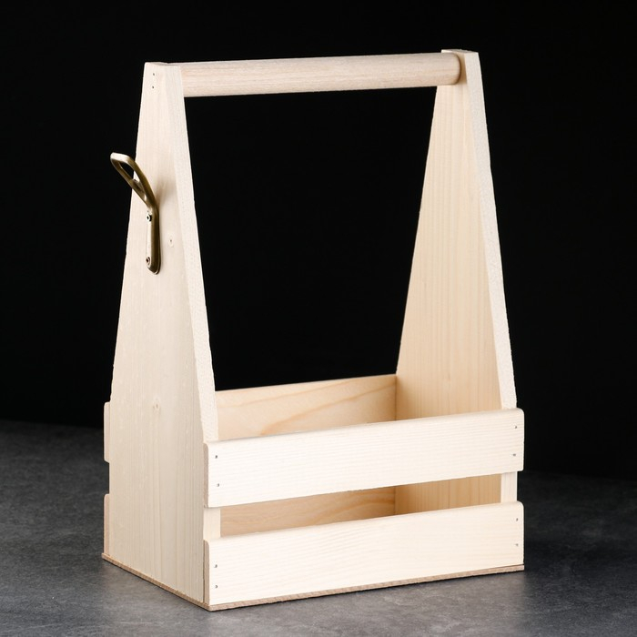 Ящик для пива 22,5х15,5х33 см под 6 бутылок, натуральный Ящик для пива 22,5х15,5х33 см под 6 бутылок, натуральный