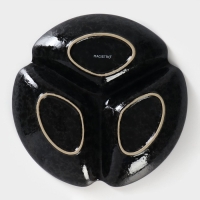 Менажница фарфоровая 3 ячейки Magistro &laquo;Ночной дождь&raquo;, 20,5&times;3 см, цвет чёрный